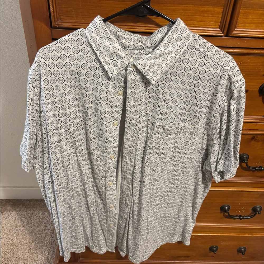 Goodfellow & Co Men's Patterned Button Down Shirt - Black and White